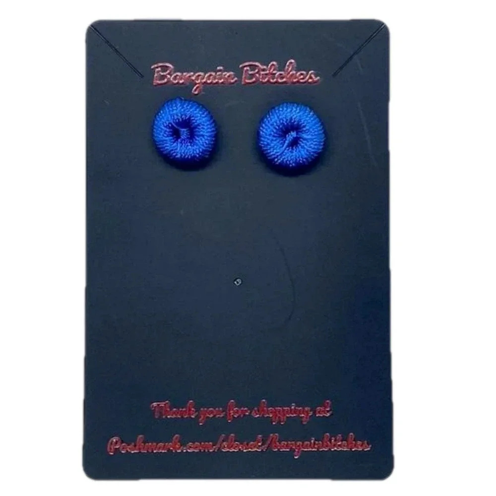 New beautiful blue‎ crochet button earrings metal stud earrings summer earrings